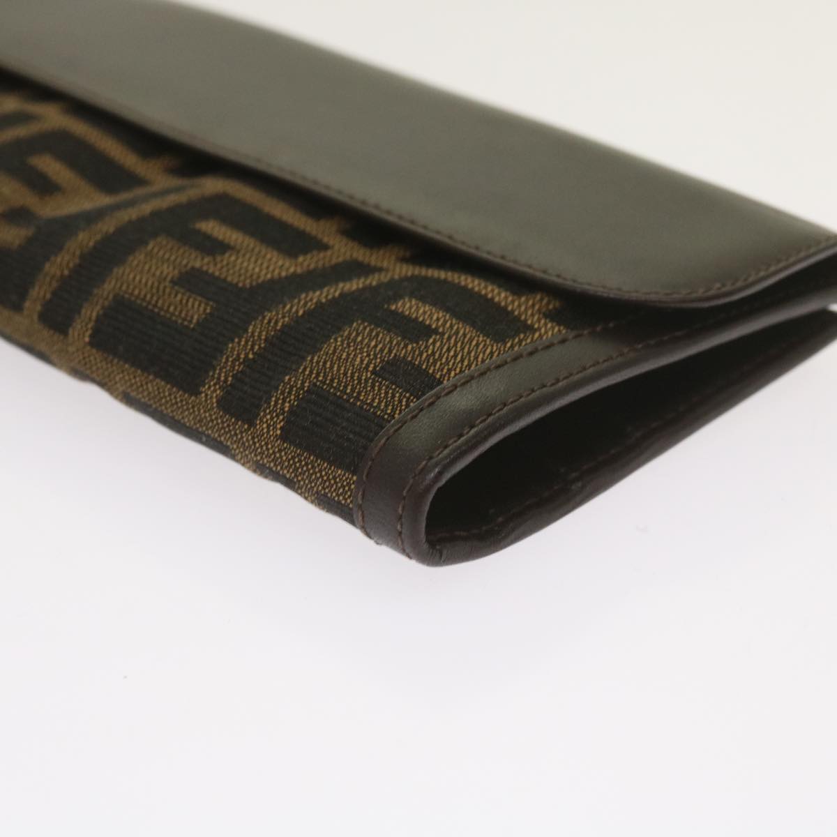 FENDI Zucca Canvas Long Wallet Black Brownyk10736