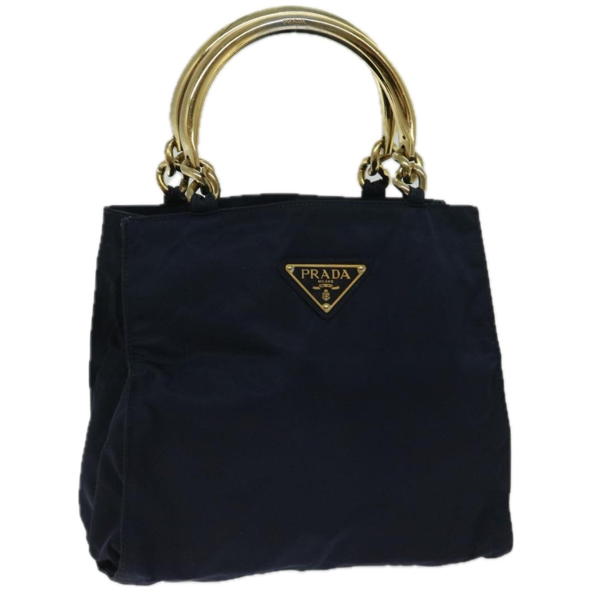 PRADA Hand Bag Nylon Navy yk10804