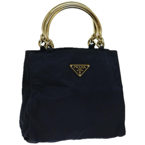 PRADA Hand Bag Nylon Navy yk10804