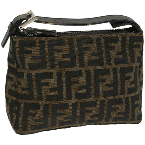 FENDI Zucca Canvas Hand Bag Black Brownyk10821