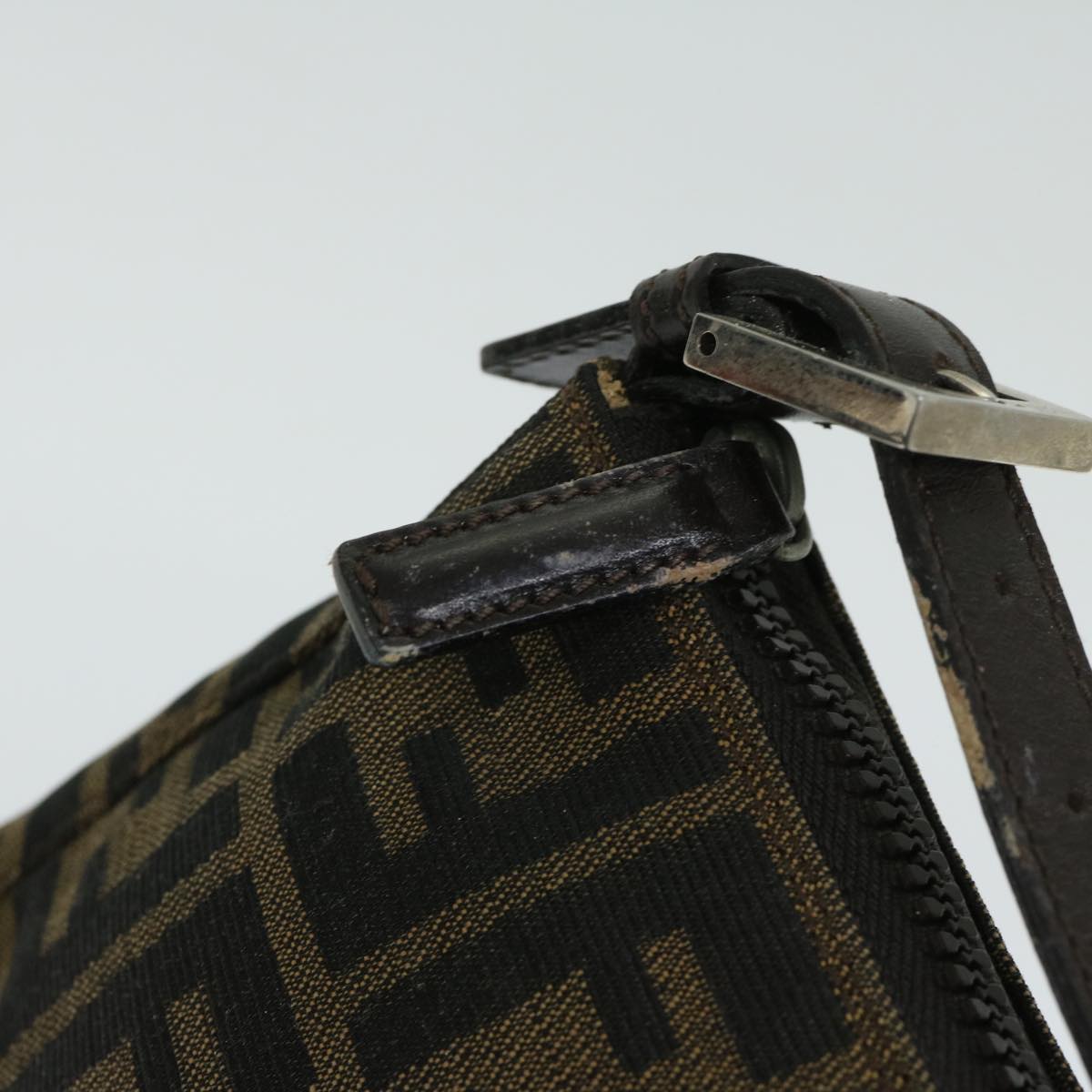 FENDI Zucca Canvas Hand Bag Black Brownyk10821