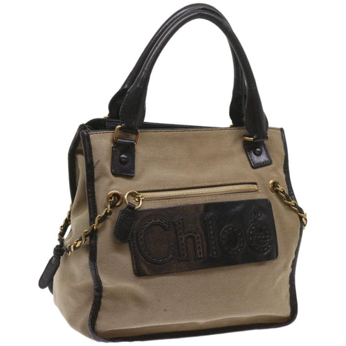 Chloe Harley Hand Bag Canvas Leather Beige 01 10 51 6008 yk10852