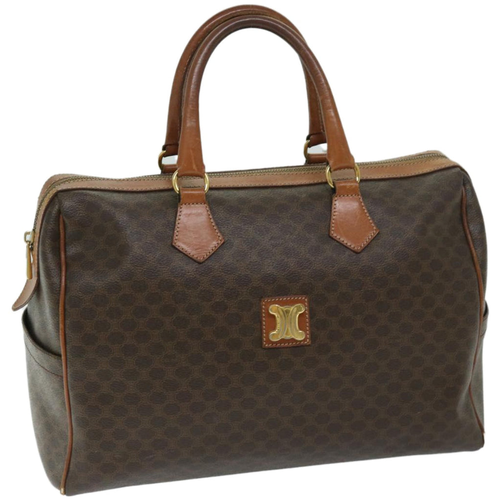 CELINE Macadam Canvas Boston Bag PVC Brown 10887