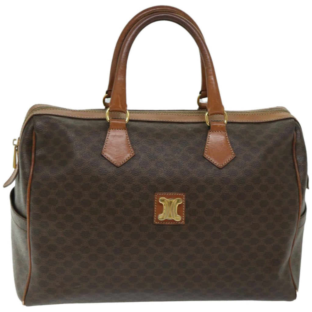 CELINE Macadam Canvas Boston Bag PVC Brown 10887
