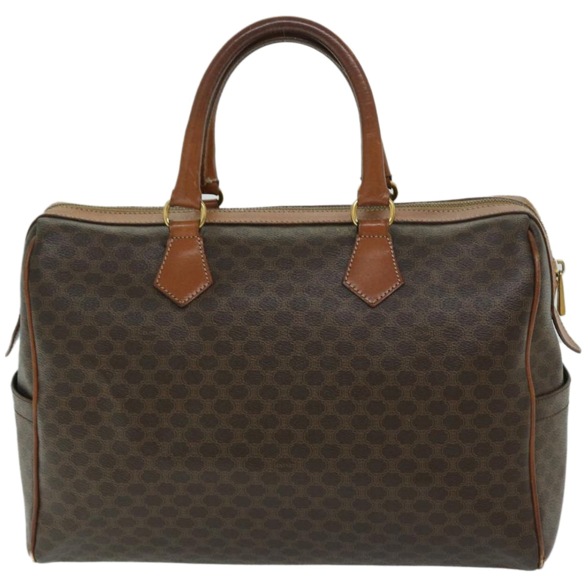 CELINE Macadam Canvas Boston Bag PVC Brown 10887