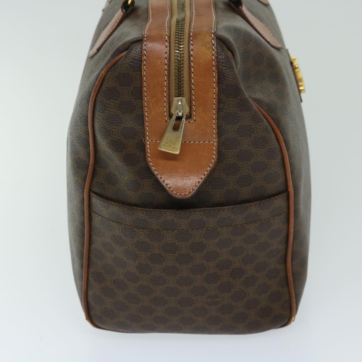 CELINE Macadam Canvas Boston Bag PVC Brown 10887