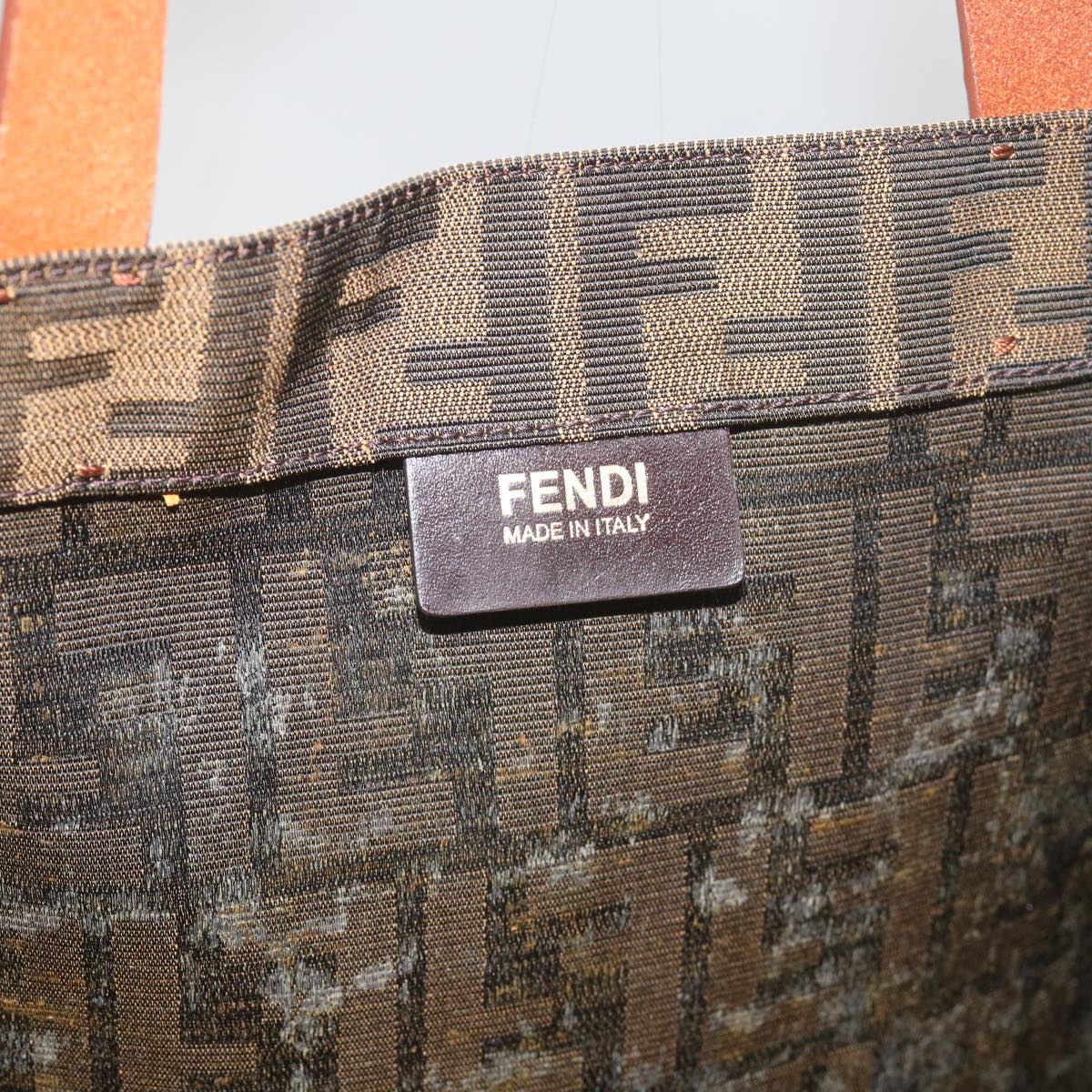 FENDI Zucca Canvas Tote Bag Black Brownyk10891