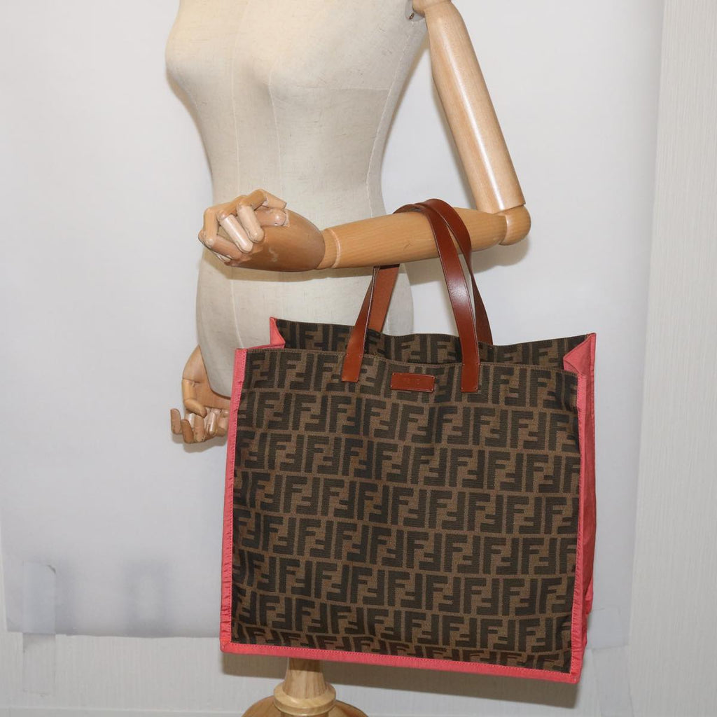 FENDI Zucca Canvas Tote Bag Black Brownyk10891