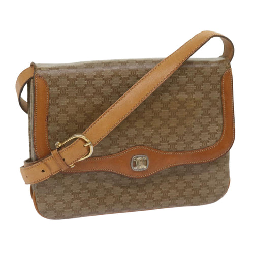CELINE Macadam Canvas Shoulder Bag Beige 10893