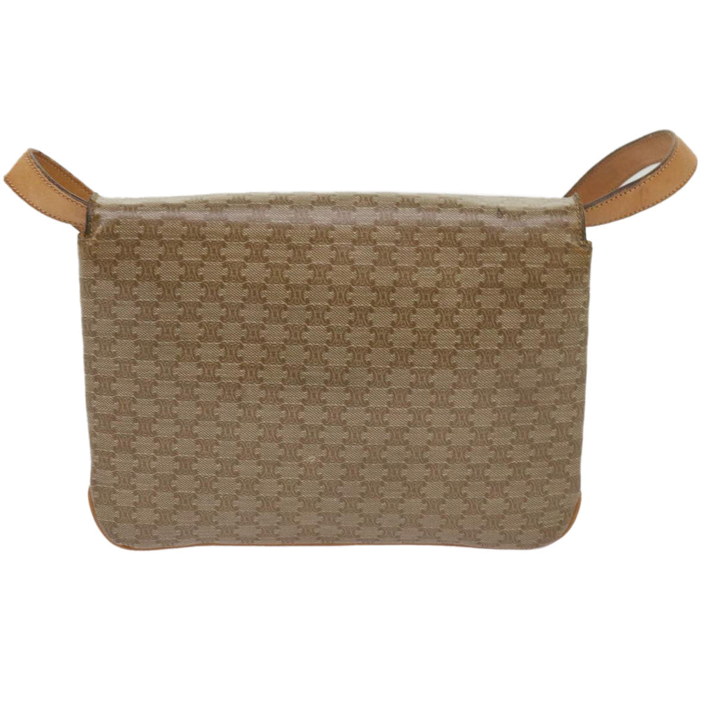 CELINE Macadam Canvas Shoulder Bag Beige 10893