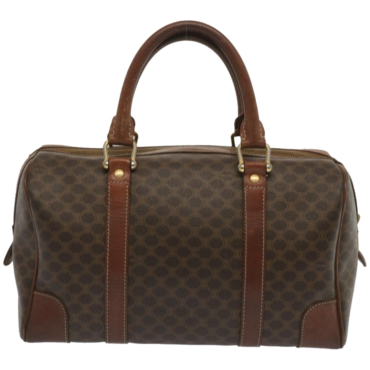 CELINE Macadam Canvas Hand Bag PVC Brown Auth yk10913