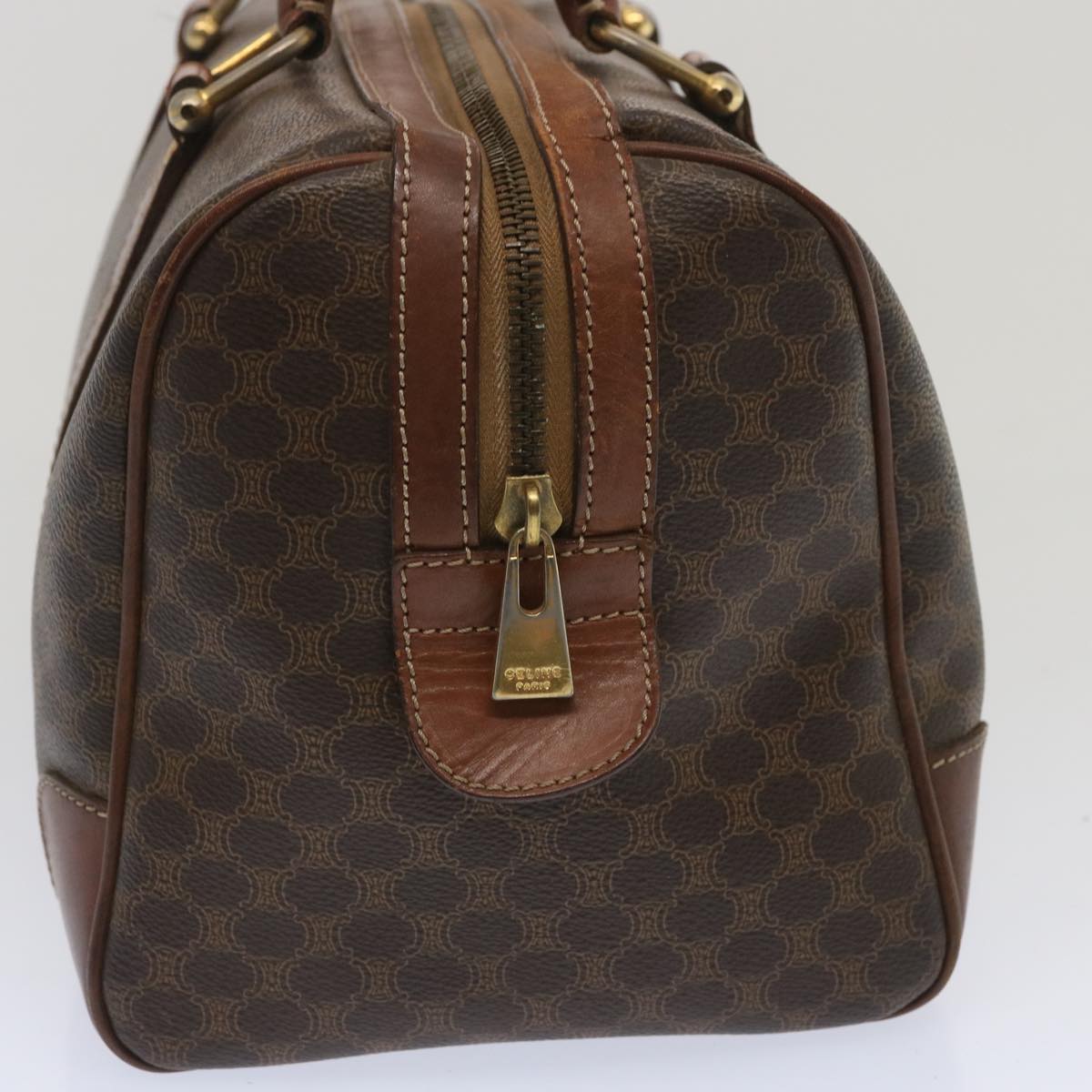 CELINE Macadam Canvas Hand Bag PVC Brown Auth yk10913