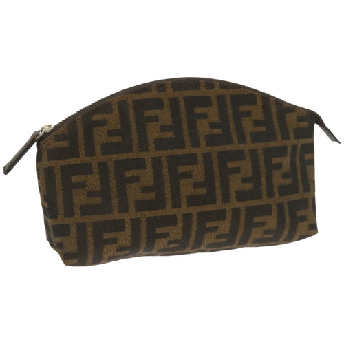 FENDI Zucca Canvas Pouch Brown Blackyk10915