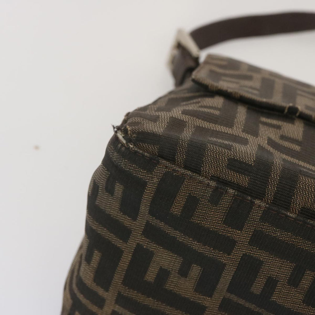 FENDI Zucca Canvas Mamma Baguette Shoulder Bag Black Brownyk10917