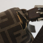 FENDI Zucca Canvas Mamma Baguette Shoulder Bag Black Brownyk10917