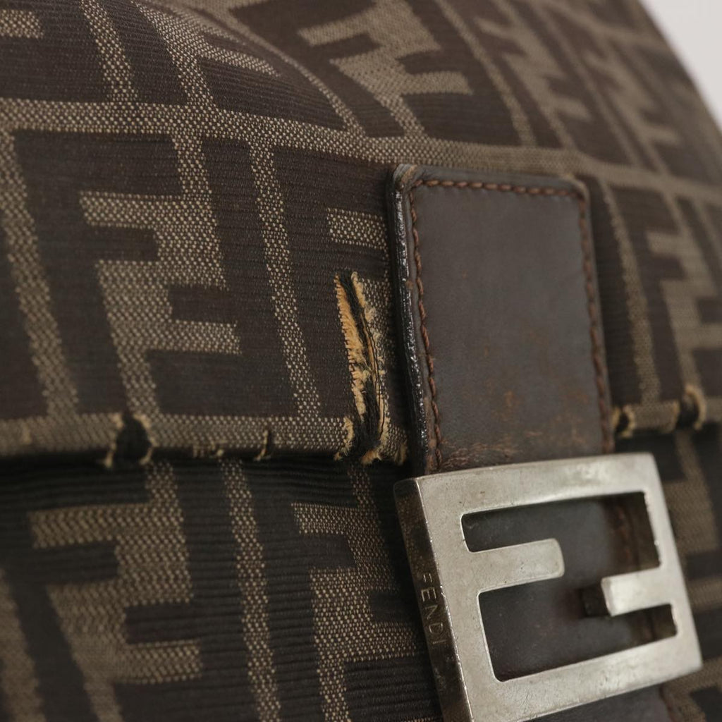 FENDI Zucca Canvas Mamma Baguette Shoulder Bag Black Brownyk10917