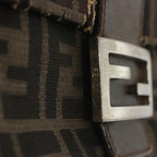 FENDI Zucca Canvas Mamma Baguette Shoulder Bag Black Brownyk10917