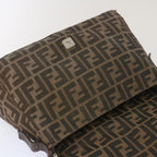 FENDI Zucca Canvas Mamma Baguette Shoulder Bag Black Brownyk10917