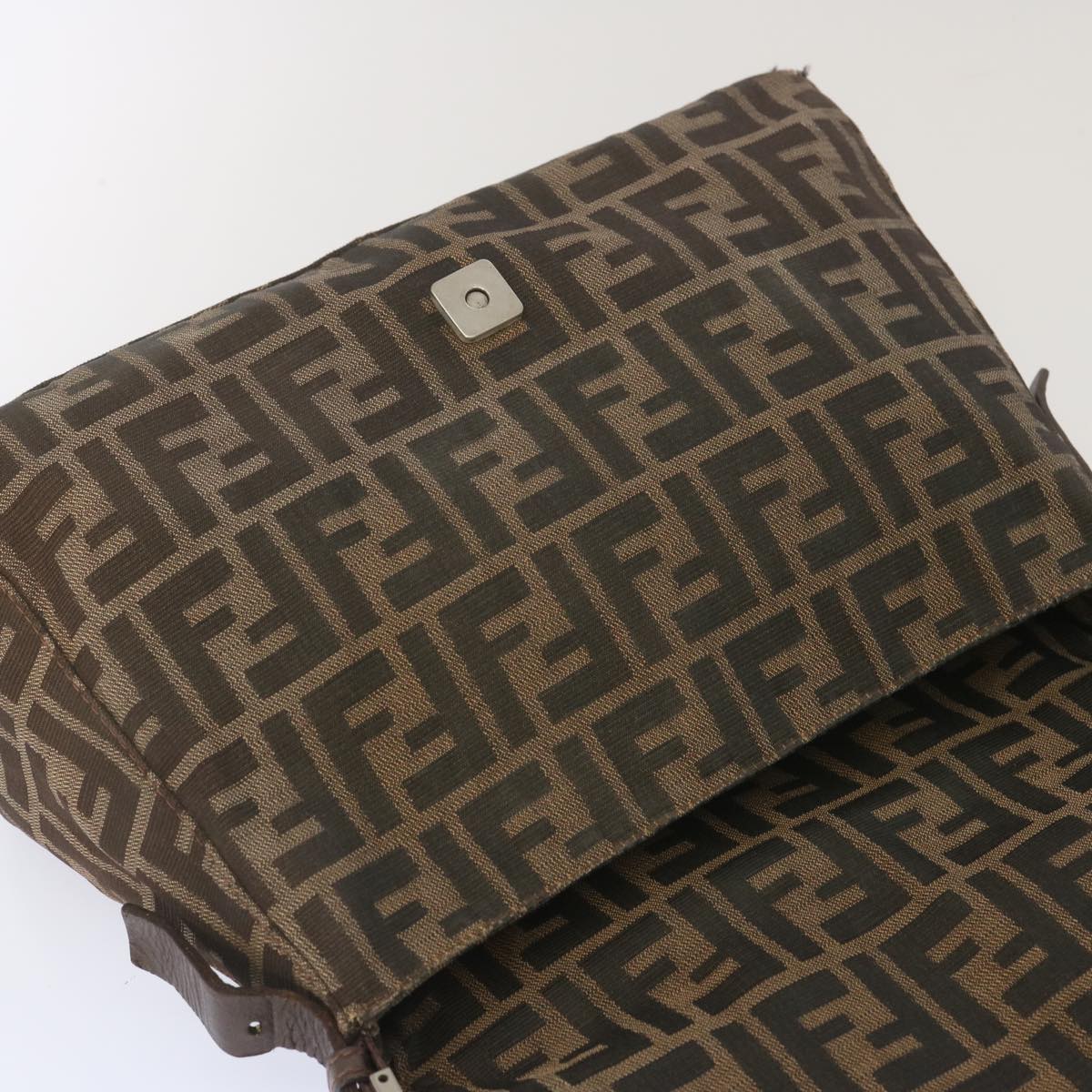 FENDI Zucca Canvas Mamma Baguette Shoulder Bag Black Brownyk10917