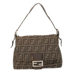 FENDI Zucca Canvas Mamma Baguette Shoulder Bag Black Brownyk10917