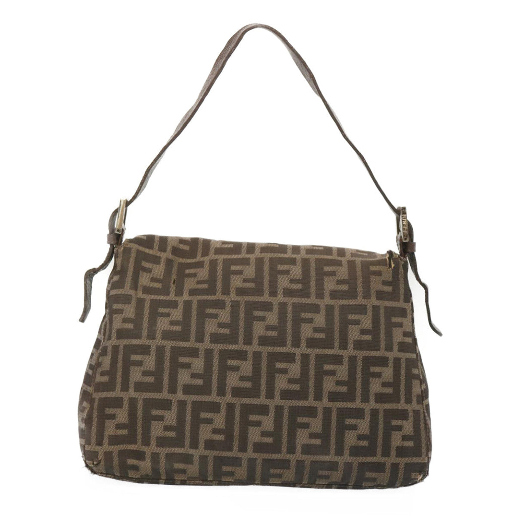 FENDI Zucca Canvas Mamma Baguette Shoulder Bag Black Brownyk10917