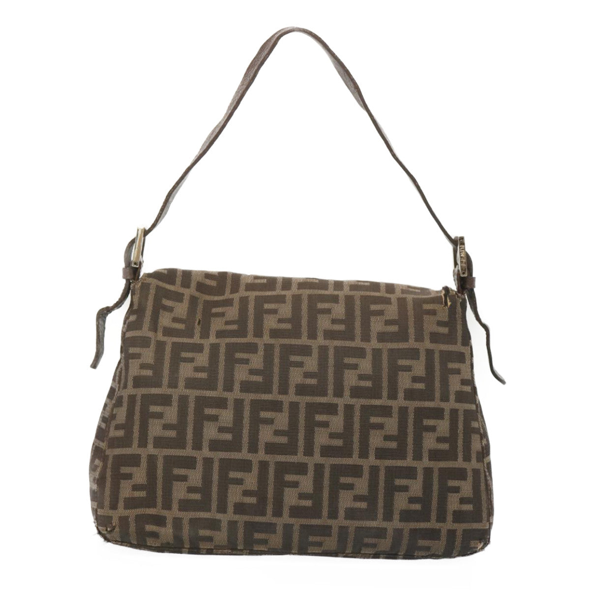 FENDI Zucca Canvas Mamma Baguette Shoulder Bag Black Brownyk10917