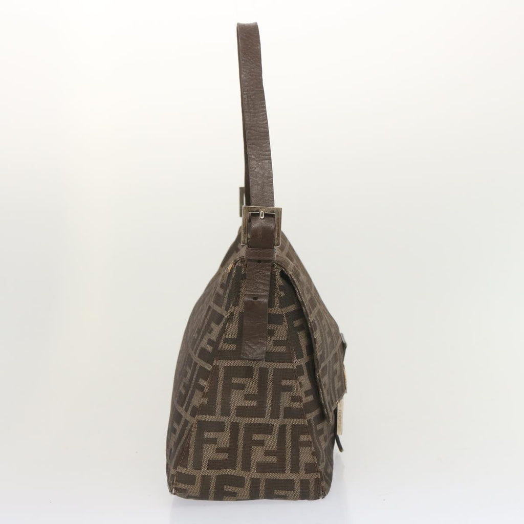FENDI Zucca Canvas Mamma Baguette Shoulder Bag Black Brownyk10917