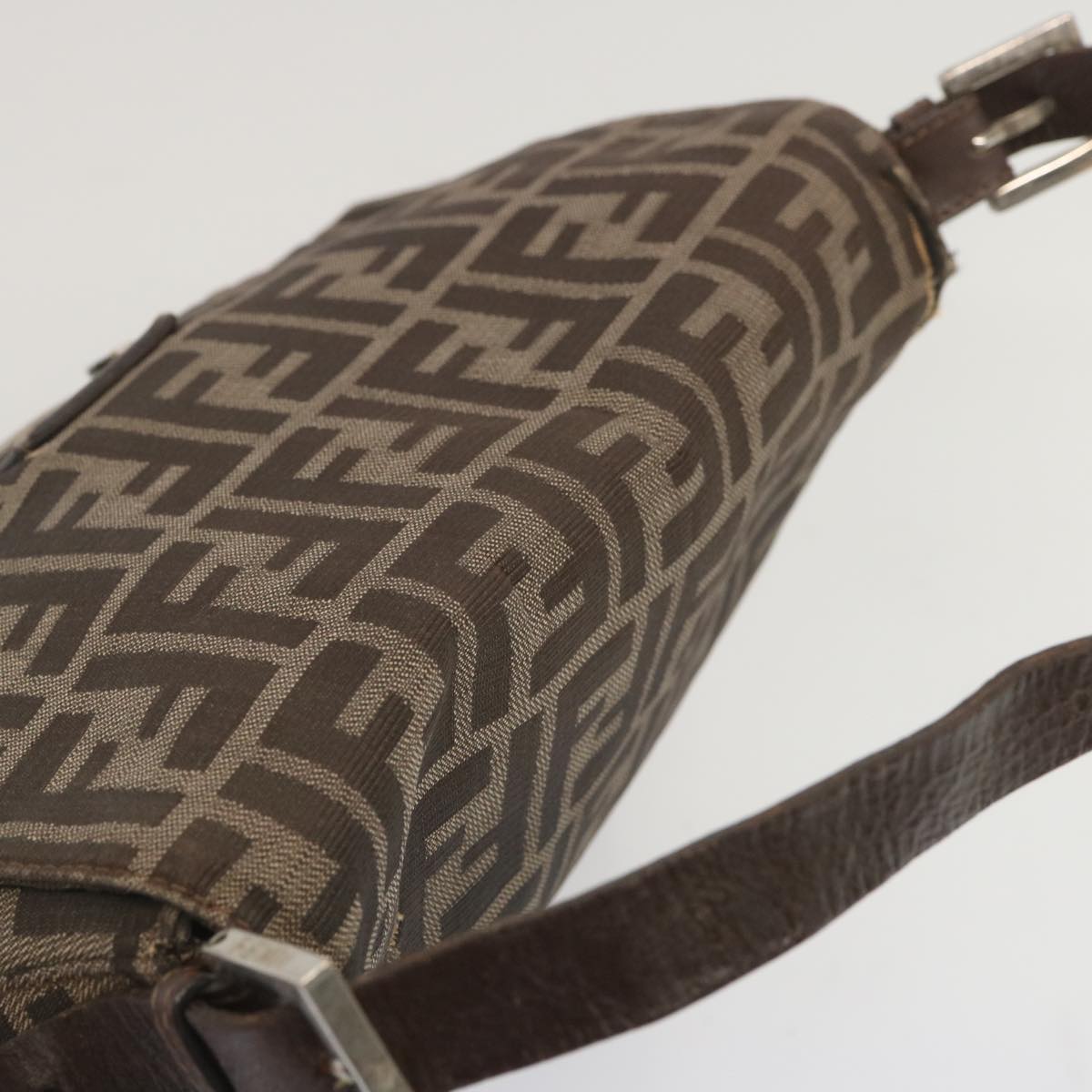 FENDI Zucca Canvas Mamma Baguette Shoulder Bag Black Brownyk10917