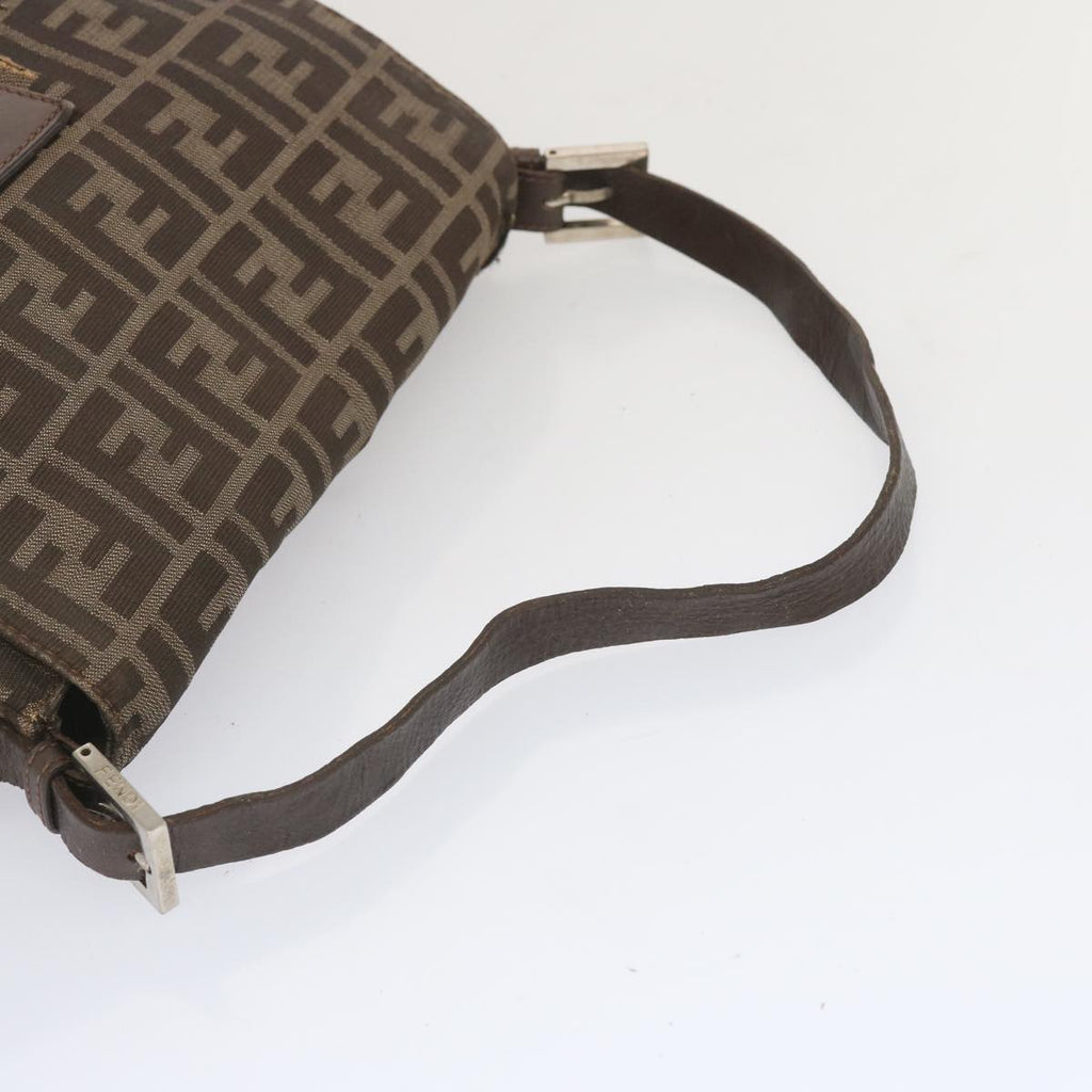 FENDI Zucca Canvas Mamma Baguette Shoulder Bag Black Brownyk10917