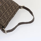FENDI Zucca Canvas Mamma Baguette Shoulder Bag Black Brownyk10917