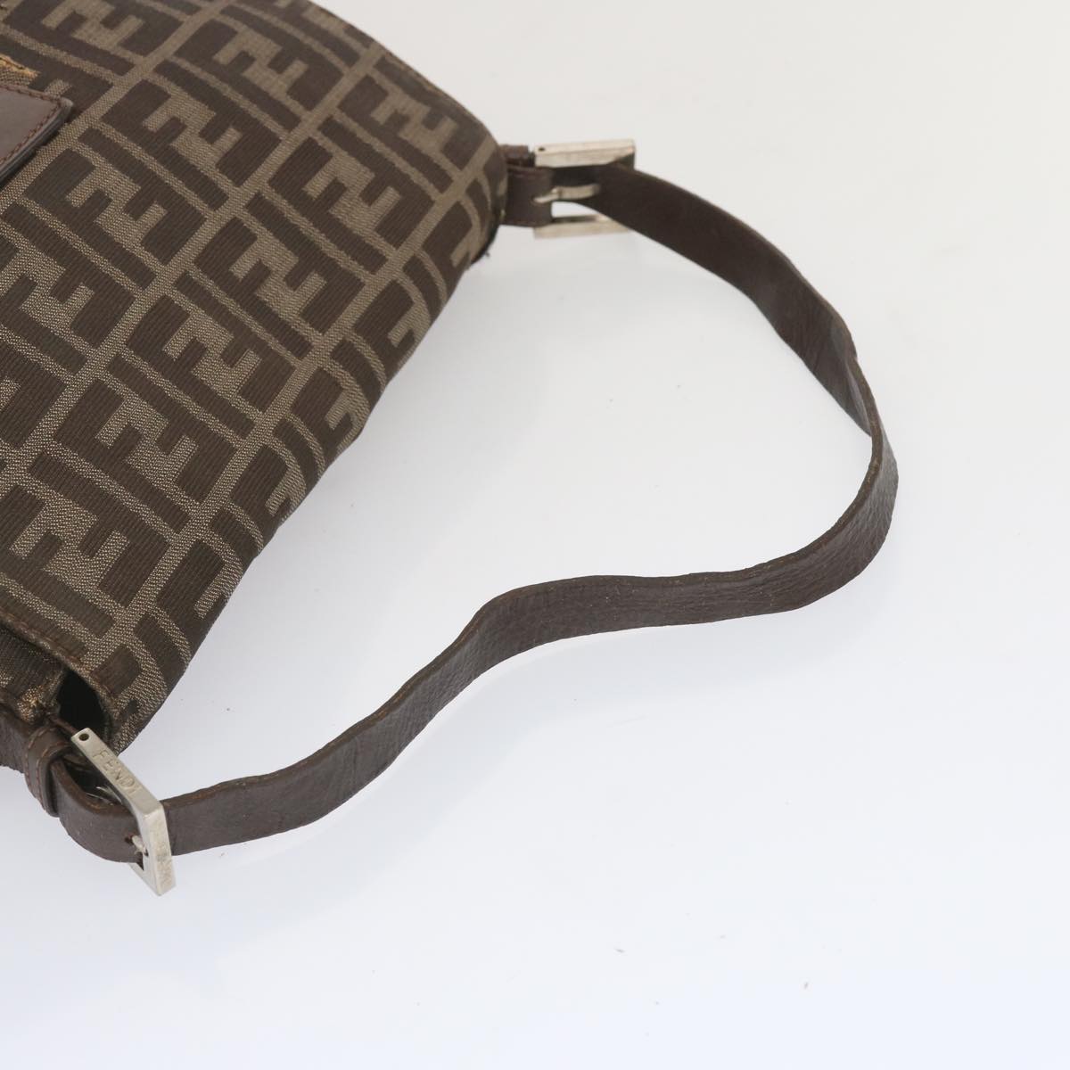 FENDI Zucca Canvas Mamma Baguette Shoulder Bag Black Brownyk10917