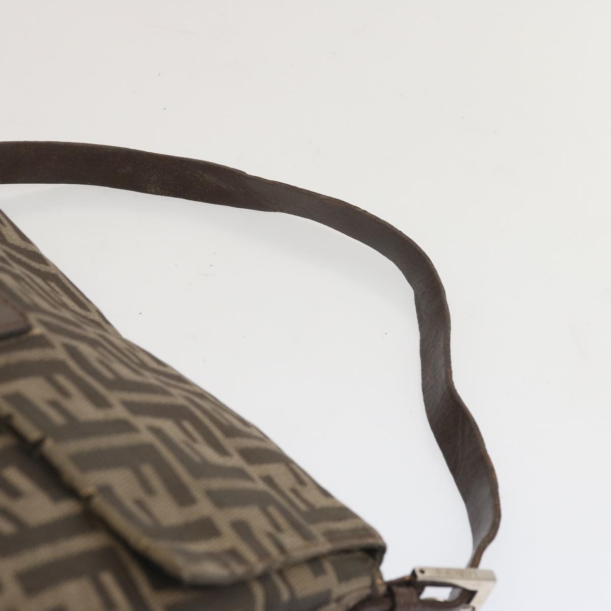 FENDI Zucca Canvas Mamma Baguette Shoulder Bag Black Brownyk10917