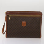 CELINE Macadam Canvas Clutch Bag Shoulder Bag PVC 3Set Brown Beige 10921
