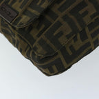 FENDI Zucca Canvas Shoulder Bag Black Brownyk10938