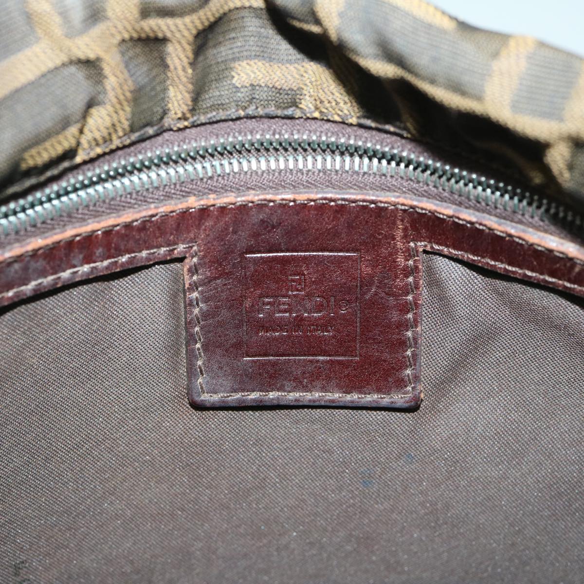 FENDI Zucca Canvas Shoulder Bag Black Brownyk10938