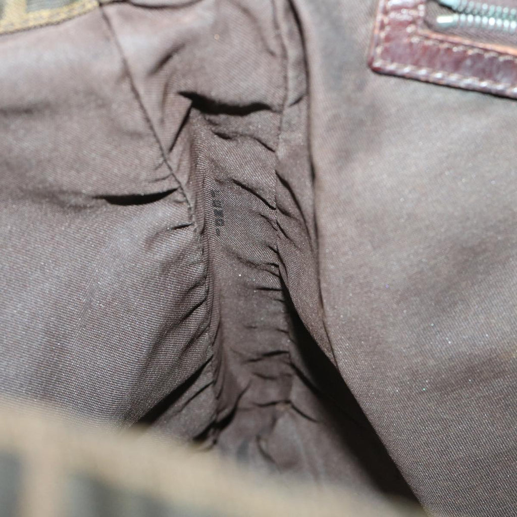 FENDI Zucca Canvas Shoulder Bag Black Brownyk10938