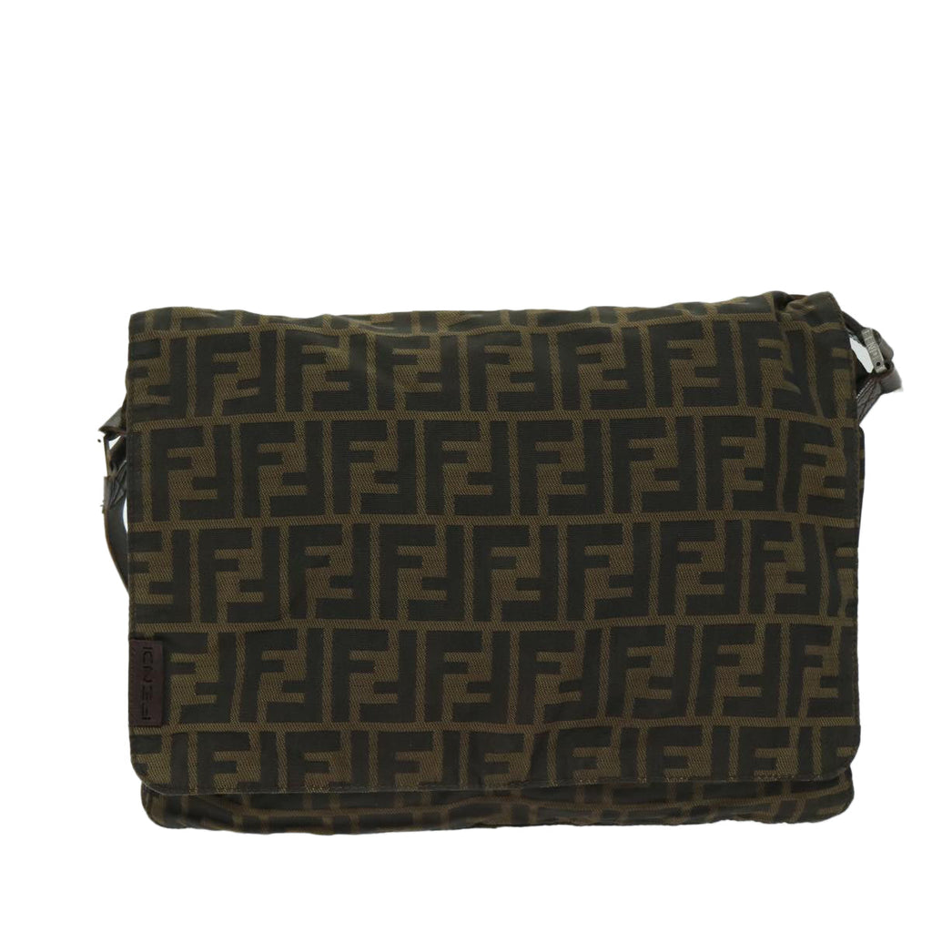 FENDI Zucca Canvas Shoulder Bag Black Brownyk10938