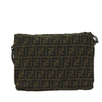FENDI Zucca Canvas Shoulder Bag Black Brownyk10938