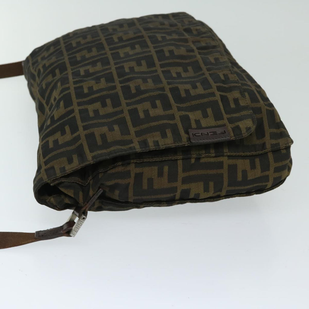 FENDI Zucca Canvas Shoulder Bag Black Brownyk10938