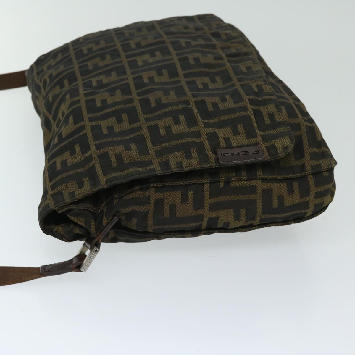 FENDI Zucca Canvas Shoulder Bag Black Brownyk10938