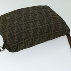 FENDI Zucca Canvas Shoulder Bag Black Brownyk10938