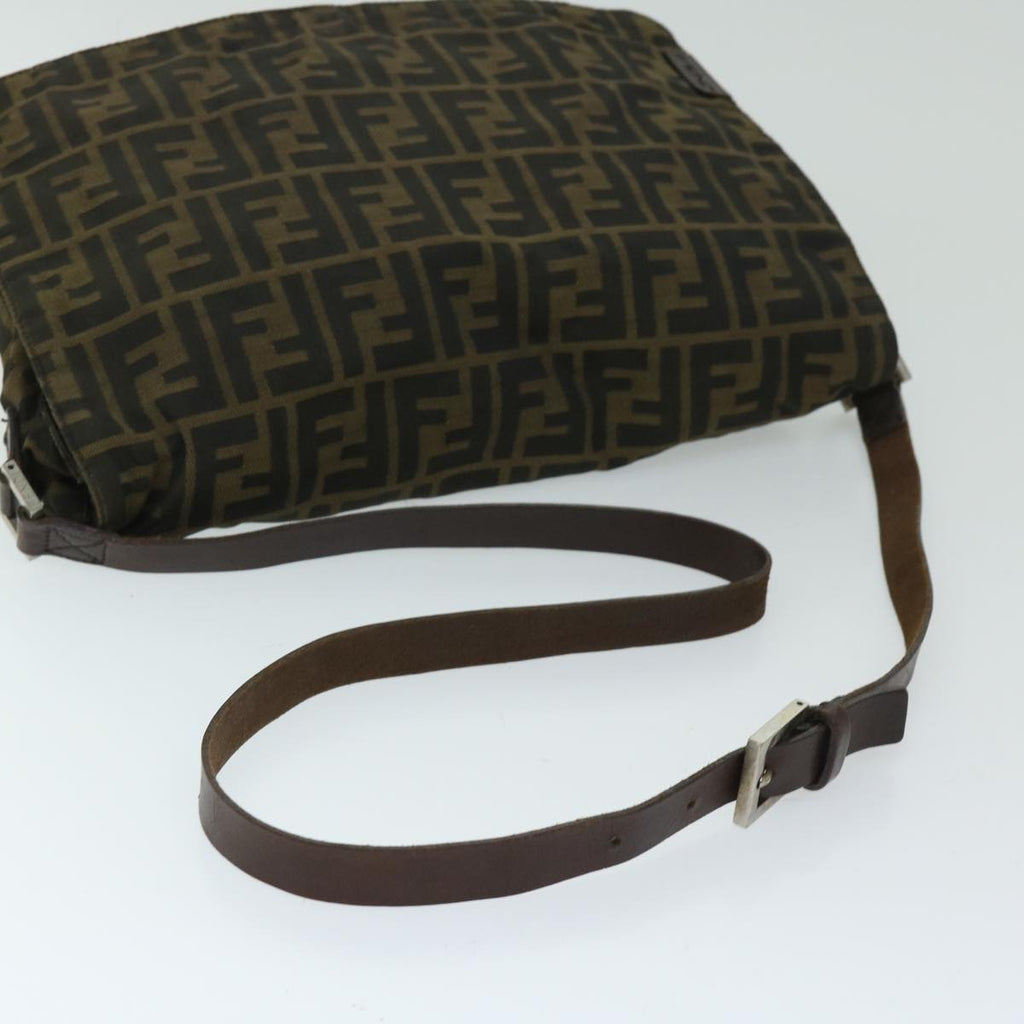 FENDI Zucca Canvas Shoulder Bag Black Brownyk10938