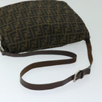 FENDI Zucca Canvas Shoulder Bag Black Brownyk10938