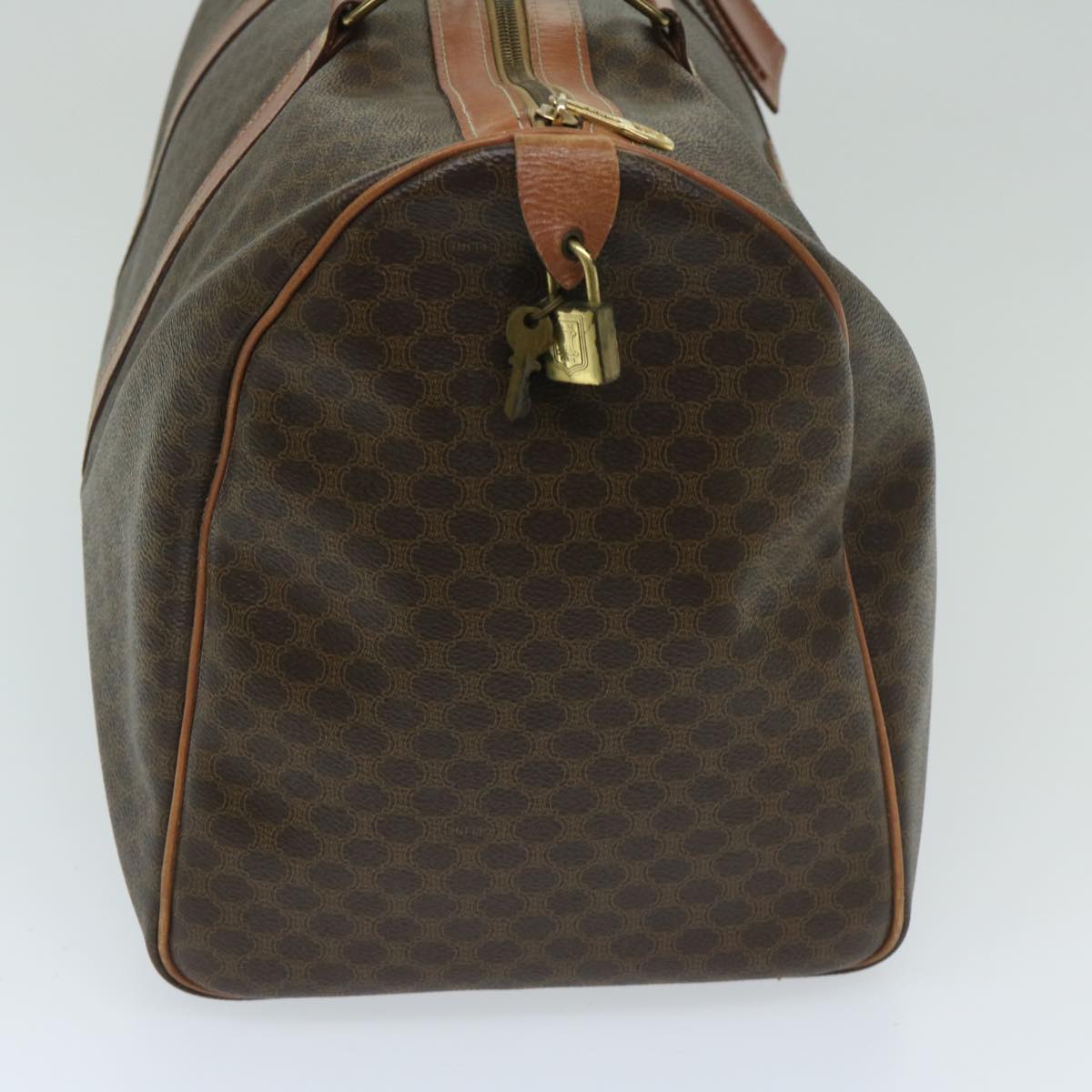 CELINE Macadam Canvas Boston Bag PVC Brown Auth yk10995