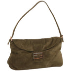 FENDI Mamma Baguette Shoulder Bag Suede Brownyk11030