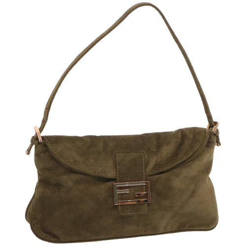 FENDI Mamma Baguette Shoulder Bag Suede Brownyk11030