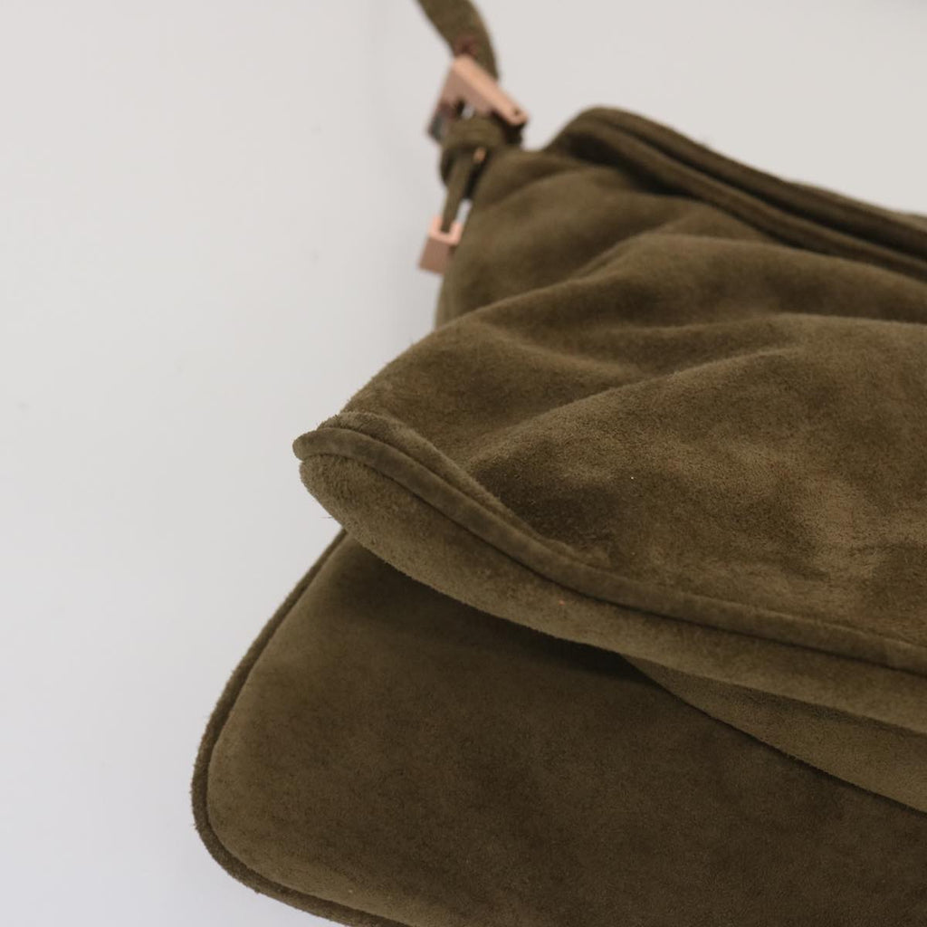 FENDI Mamma Baguette Shoulder Bag Suede Brownyk11030