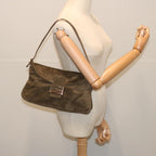 FENDI Mamma Baguette Shoulder Bag Suede Brownyk11030
