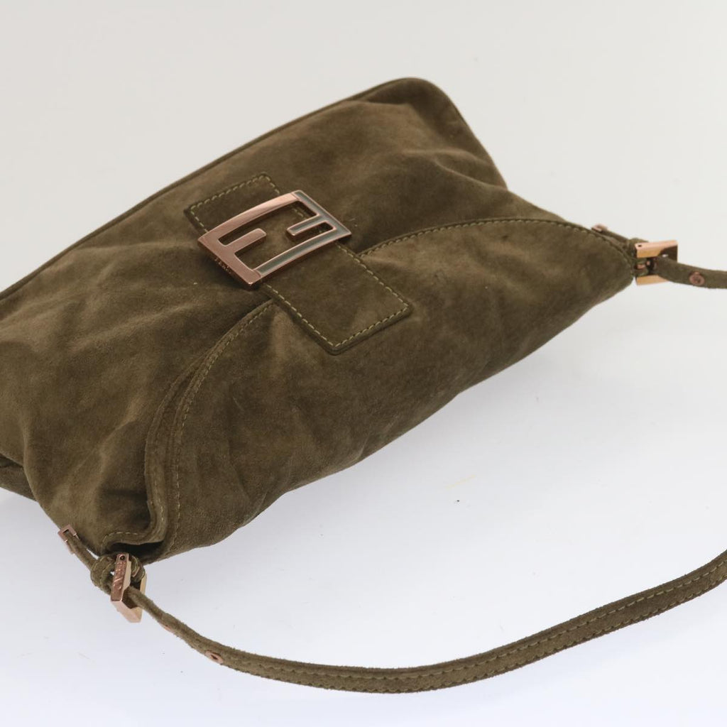 FENDI Mamma Baguette Shoulder Bag Suede Brownyk11030