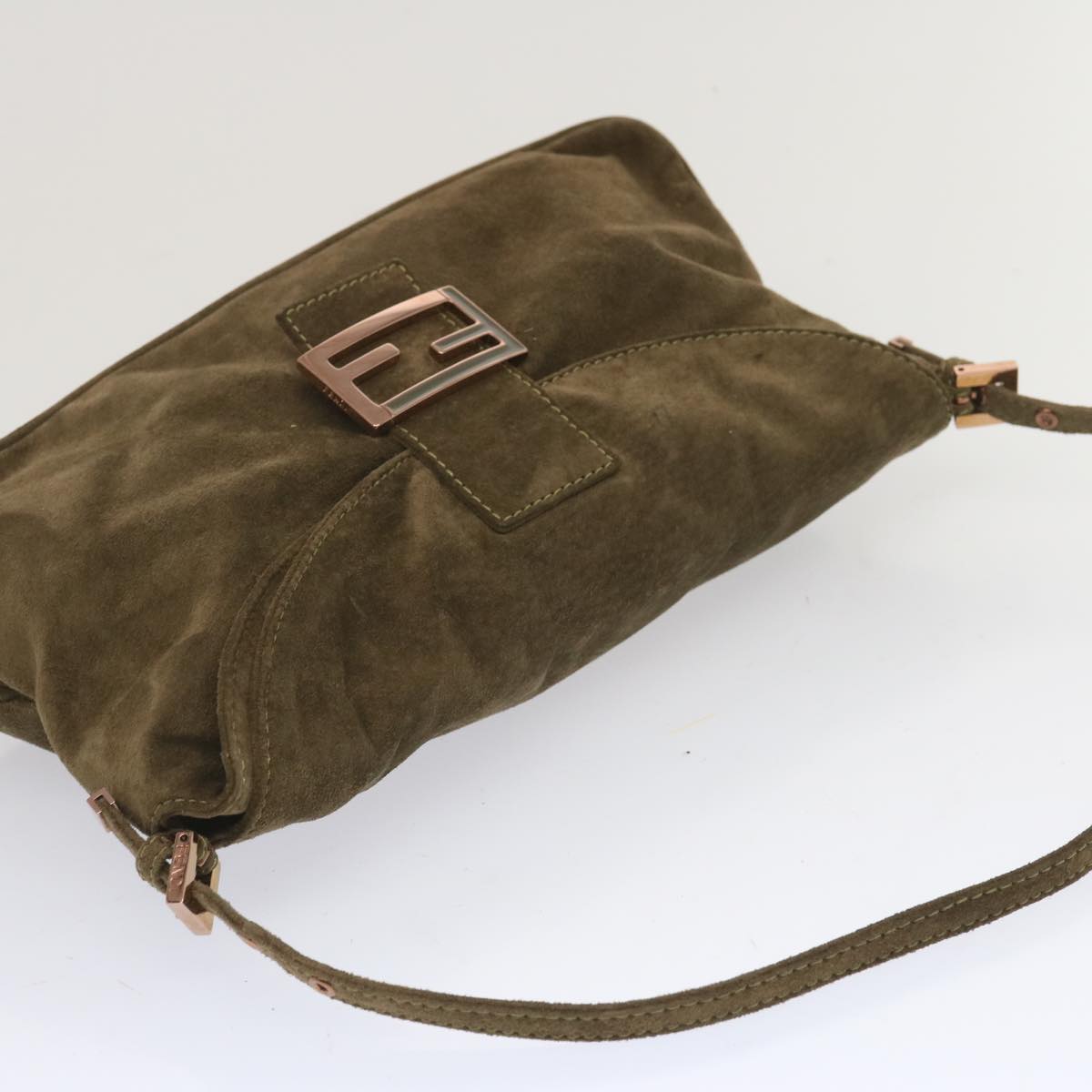 FENDI Mamma Baguette Shoulder Bag Suede Brownyk11030